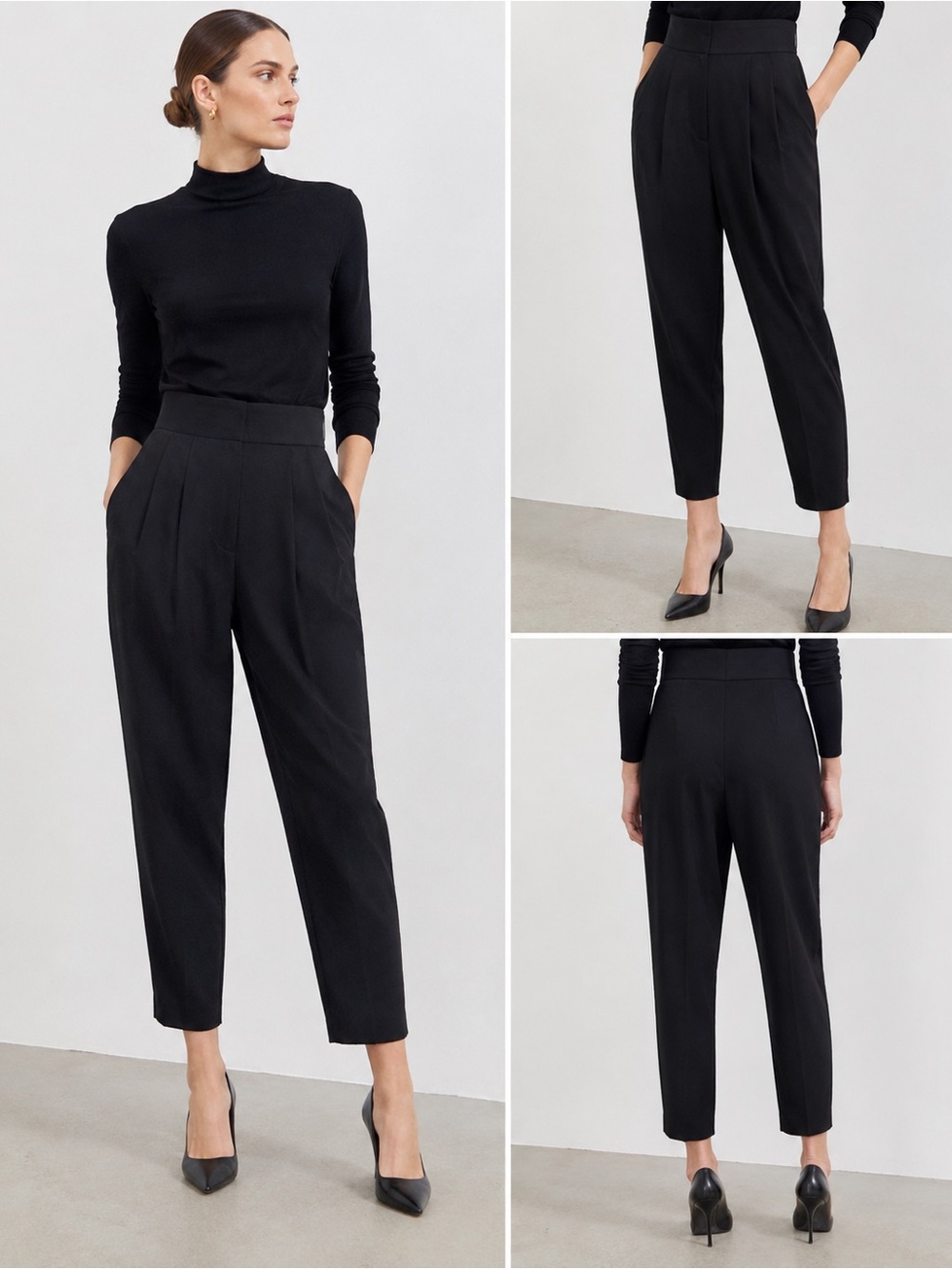 Petar Petrov FW19 Founder Black High Rise Pleated Tapered Trousers Size 34